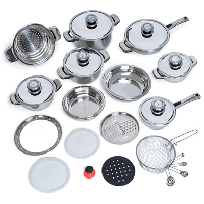 Chef's Secret 28-Piece Waterless Cookware Set - 12-Element Stainless Steel
