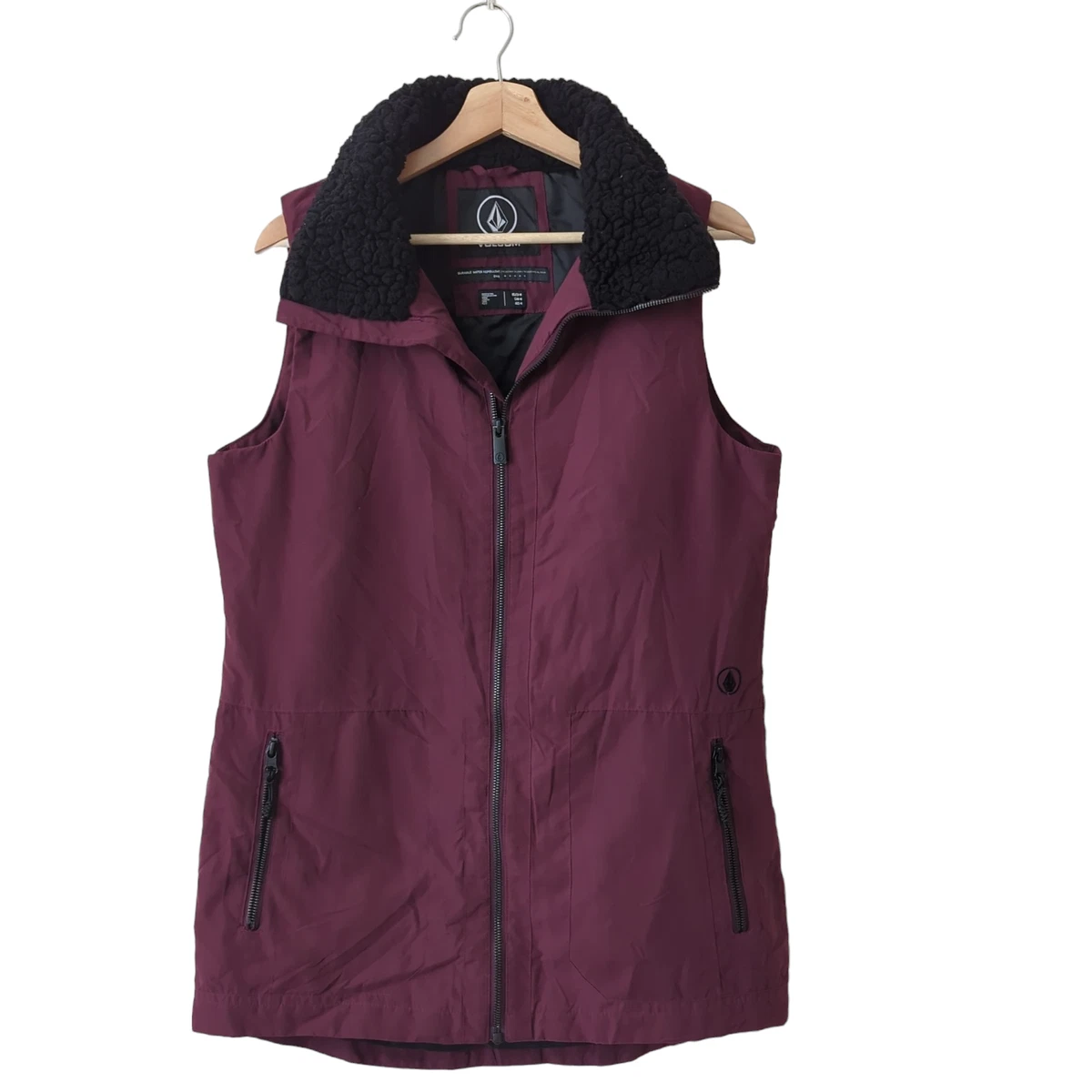 Volcom Longhorn Twill Vest Insulated Jacket Size Medium Sherpa