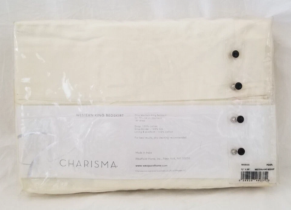 Charisma Marais Pearl Western California King Bed Skirt $145 NIP - Image 2 of 4