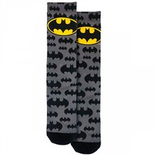 Batman Logo and Symbols All Over Crew Socks Grey