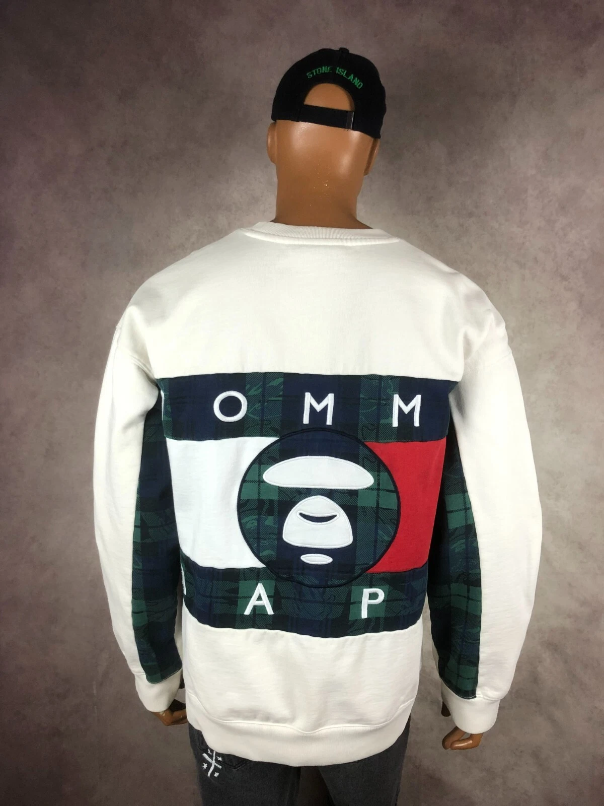 RARE TOMMY HILFIGER AAPE BY A BATHING APE SWEATERSHIRT JUMPER OVERSIZE SIZE XXL