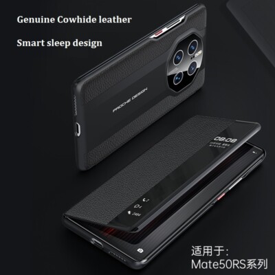 Shockproof Luxury Smart View Leather Flip Case For Huawei Mate 50 RS / 50 Pro