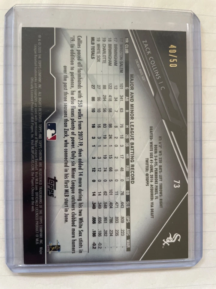 ZACK COLLINS 2020 Topps Chrome Black- GOLD Rookie Card RC #73 (#40/50)🔥📈 - Image 2 of 2