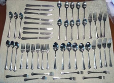 Lot Set 51 Piece Rogers Stainless Flatware Fork Knife Spoon Iced Tea Cocktail