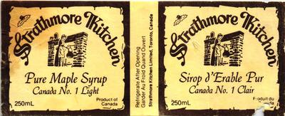 STRATHMORE KITCHEN SIROP D'ERABLE PUR CANADA VINTAGE PAPER LABEL 