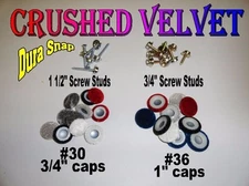 10-DURA-SNAP UPHOLSTERY BUTTONS #30-#36-3/4" OR 1.5" SCREW STUDS CRUSHED VELVET