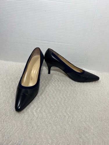 Silvia Fiorentina Women’s Size 9M Navy Blue Leather Pump Heel Dress Shoes. - Picture 9 of 15