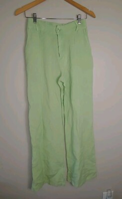 NWT Young Fabulous & Broke Green Linen Rayon Blend Pants Size Small S