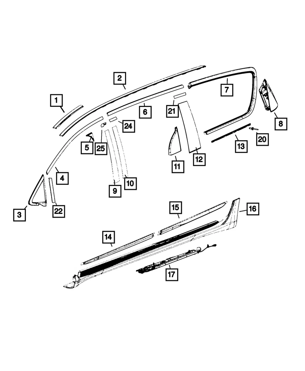 Genuine Mopar Front Door Molding Left 68497889AA | eBay