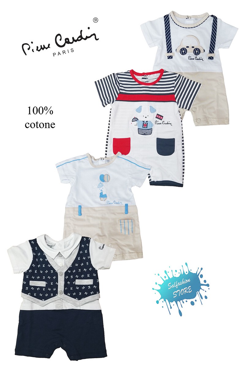 Tutina pagliaccetto neonato corto 100% cotone PIERRE CARDIN da a