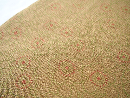 Vintage Japanese Kimono Silk Fabric, Rusty Masterd color 180CM(71") 202311-L - Picture 3 of 10