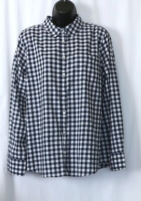 J. CREW Navy Gingham Blse Single Pckt 50 In Chst 28 In Lng Sz XXL EXC