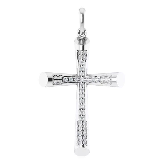 Diamond Micro Pave Cross Pendant In 14K White Gold 1 4 ct. tw eBay