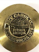 Vintage St. Louis Apex Oil Company Award Desk Brass Paperweight magnifying glass