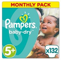 Pampers Baby-dry Nappies Monthly Saving Pack - Size 5+, Pack Of 132 Pampers Baby-dry Nappies Monthly Saving Pack - Size 5+, Pack Of 132
