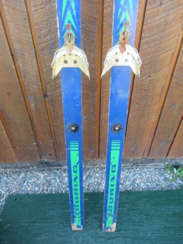 VINTAGE HICKORY Wooden 73" Snow Skis Original BLUE GREEN Finish DECORATION - Picture 3 of 3