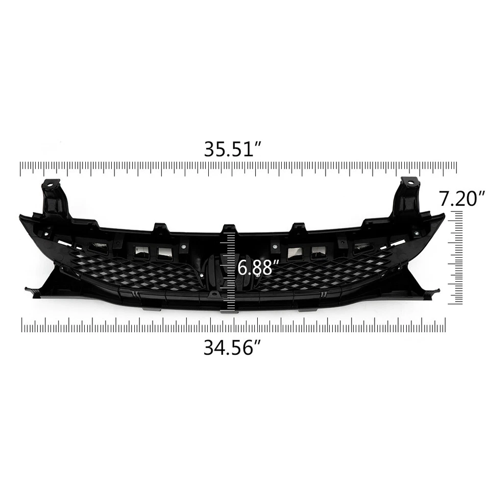 Fit For 2009-2011 Honda Civic 4 Door Front Bumper Upper Top Grille Grill Black Foto 2 de 4