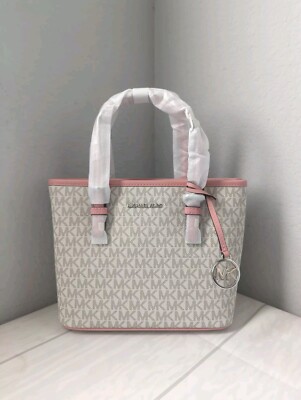 NWT Michael Kors Jet Set Travel Extra-Small Logo Top-Zip Tote Bag Primrose Multi