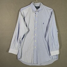 VTG Ralph Lauren Yarmouth Dress Shirt Mens 16.5" Neck 32/33 Blue Patchwork