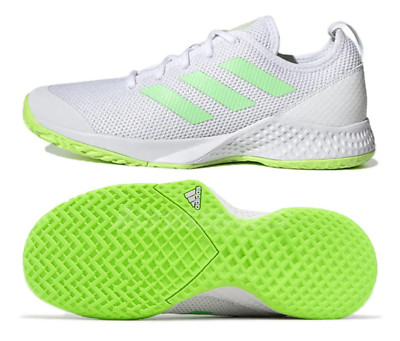 NEW Adidas Courtflash M Men Tennis Shoes, Cloud White/Green, GY4007, Size
