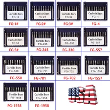 10pcs Dental FG Round Carbide Steel Burs for High Speed Handpiece Friction Grip