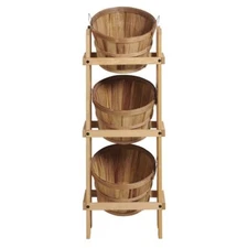1/2 Bushel Display Rack w/ 3 Baskets - 17 1/2"W x 11 1/4"D x 50"H