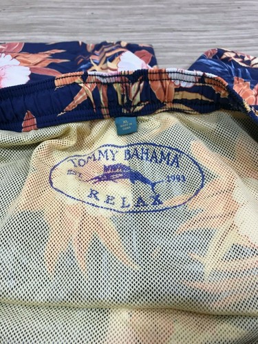 Tommy Bahama Blue Peach Swim Trunks Board Shorts Men's Size XL Floral Drawstring - Picture 5 of 6