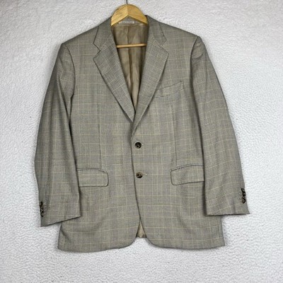 Corneliani Wool Silk Blazer Mens 50 IT Beige Glen Check Made in Italy Sport Coat