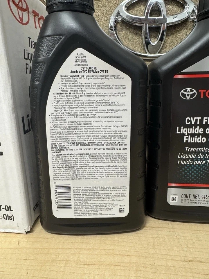 Óleo fluido de transmissão Toyota CVT FE genuíno 4 quartos 00279-CVTFE-01 Corolla - Imagem 4 de 4