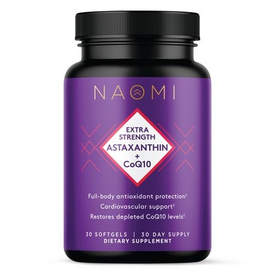 NAOMI Astaxanthin + CoQ10, 12mg Triple Potency Antioxidant for Heart, Brain, Eye