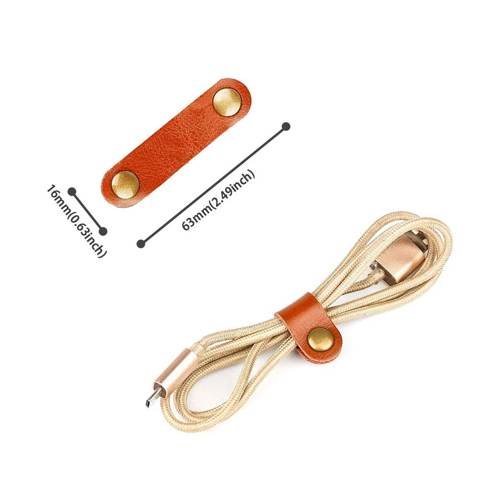 24 Pcs Leather Cable Straps Multi Color Handmade Leather Cord Organizer Porta... - Image 2 of 4