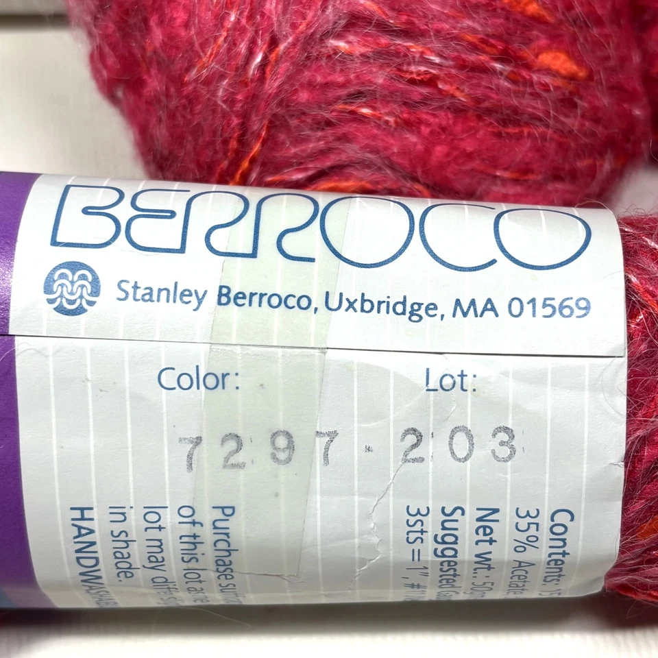 Lote de 5 madejas vintage Berroco CHEERS hilo mezcla mohair 66 yardas 1,76 oz ea Foto 4 de 4