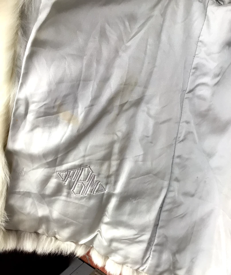 Abrigo de piel real Saga Fox hasta la cadera Finlandia azul gris blanco para mujer talla mediana 12 Foto 3 de 4