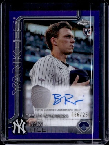 2025 Topps Chrome Update Ben Rice Rookie Debut Auto RC Purple Refractor #/250