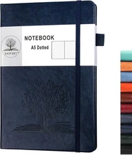 Daofary Dotted Journal Notebook with Pen Holder— 1 Pack-Dotted, Sapphire blue 