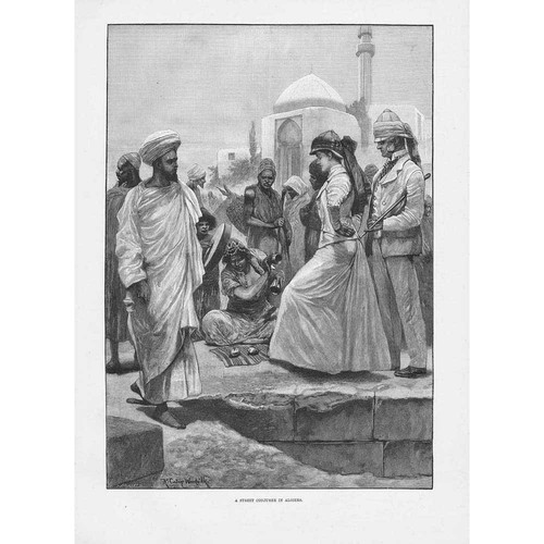 ALGERIA Street Conjurers in Algiers - Antique Print 1895