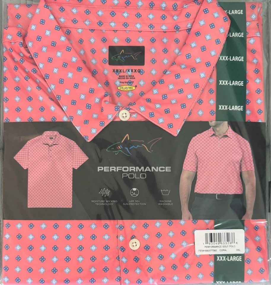 GREG NORMAN PERFORMANCE POLO DE GOLF S/S ABSORBENTE Protección solar Talla 3XL CORAL Foto 4 de 4