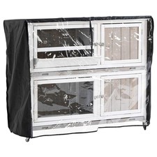 PawHut Wooden Rabbit Hutch Two-Tier Guinea Pig Cage Elevated Multi-Door Pet Hous