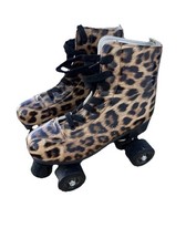 XUDREZ Double-Row Roller Skates Unisex Leopard Leather High-top Sz 39 Woman