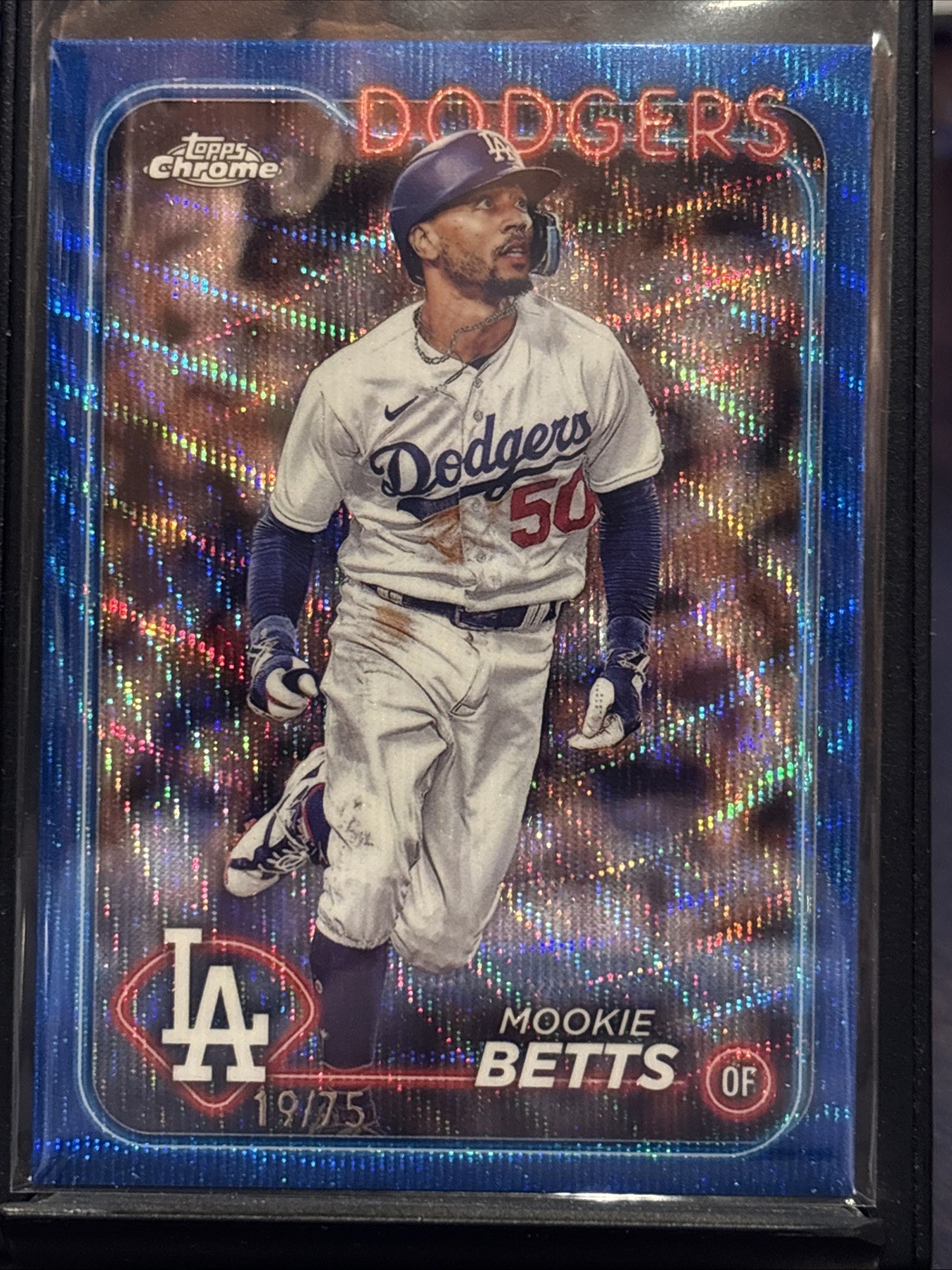 2024 Topps Chrome Mookie Betts Blue Wave Refractor  /75 Dodgers #296