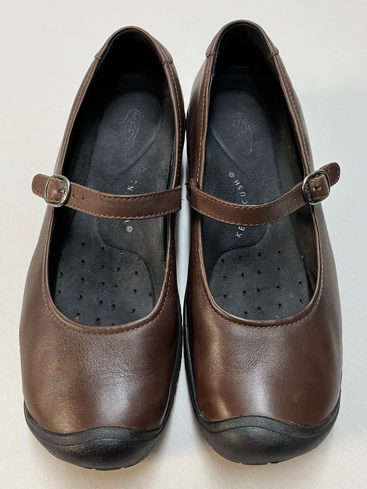 Zapatos Mary Jane de cuero marrón Keen Utility U351-50 talla 11 plantilla acolchada protección de puntera Foto 3 de 4