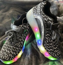 SPORT LED Black  White ROLLER SNEAKERS SHOES SKATES RETRACTABLE WHEELS WMN SZ 8