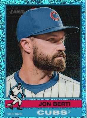 2025 Topps Heritage #667 Jon Berti Chrome Light Blue Sparkle Refractor
