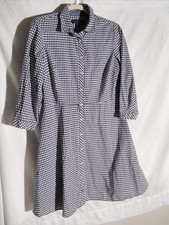 Tommy Hilfiger Collared Shirt Dress Blue White Cotton Midi 3/4 Sleeve