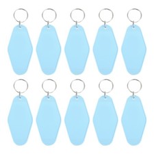 Vintage Motel Keychain, 10 Pack Blank Hotel Keychains Key Tag, Sky Blue