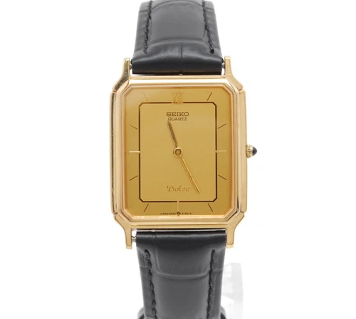 [Near MINT] 1985 Vintage SEIKO Dolce 9520-5140 Gold Mens Quartz Watch from Japan
