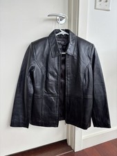 STYLE  CO.  Women  s Black Genuine Leather Jacket  Size S  90s Vintage