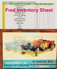 Vintage Hubley Model A Pickup Truck 4855 Complete Model Kit Inventory Sheet Vintage Hubley Model A Pickup Truck 4855 Complete Model Kit Inventory Sheet