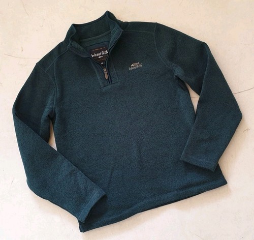 WEIRD FISH Fleece Mens M Regular Fit Quarter Zip Racing Green Recycled Polyester - Picture 12 of 12