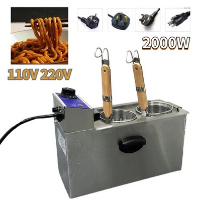 110V/220V 2 Baskets Desktop Electric Noodle Pasta Cooker Cooking Machine 2000W #